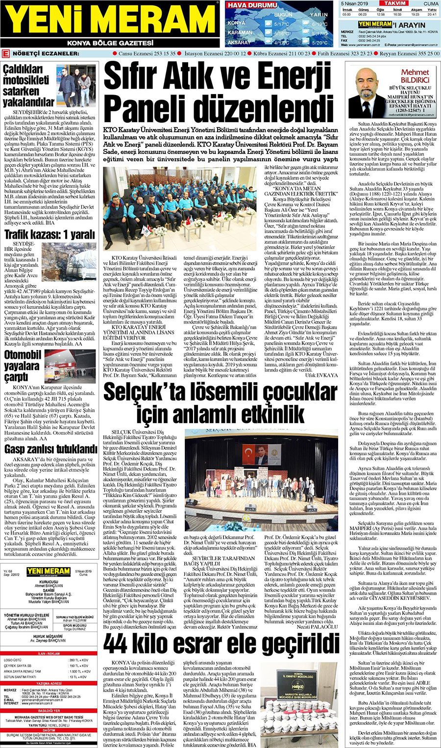 5 Nisan 2019 Yeni Meram Gazetesi