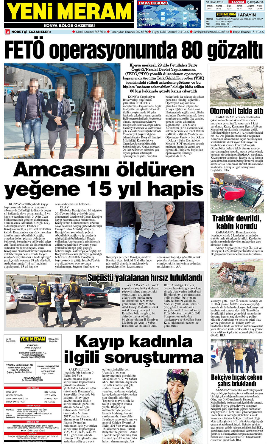 10 Nisan 2019 Yeni Meram Gazetesi
