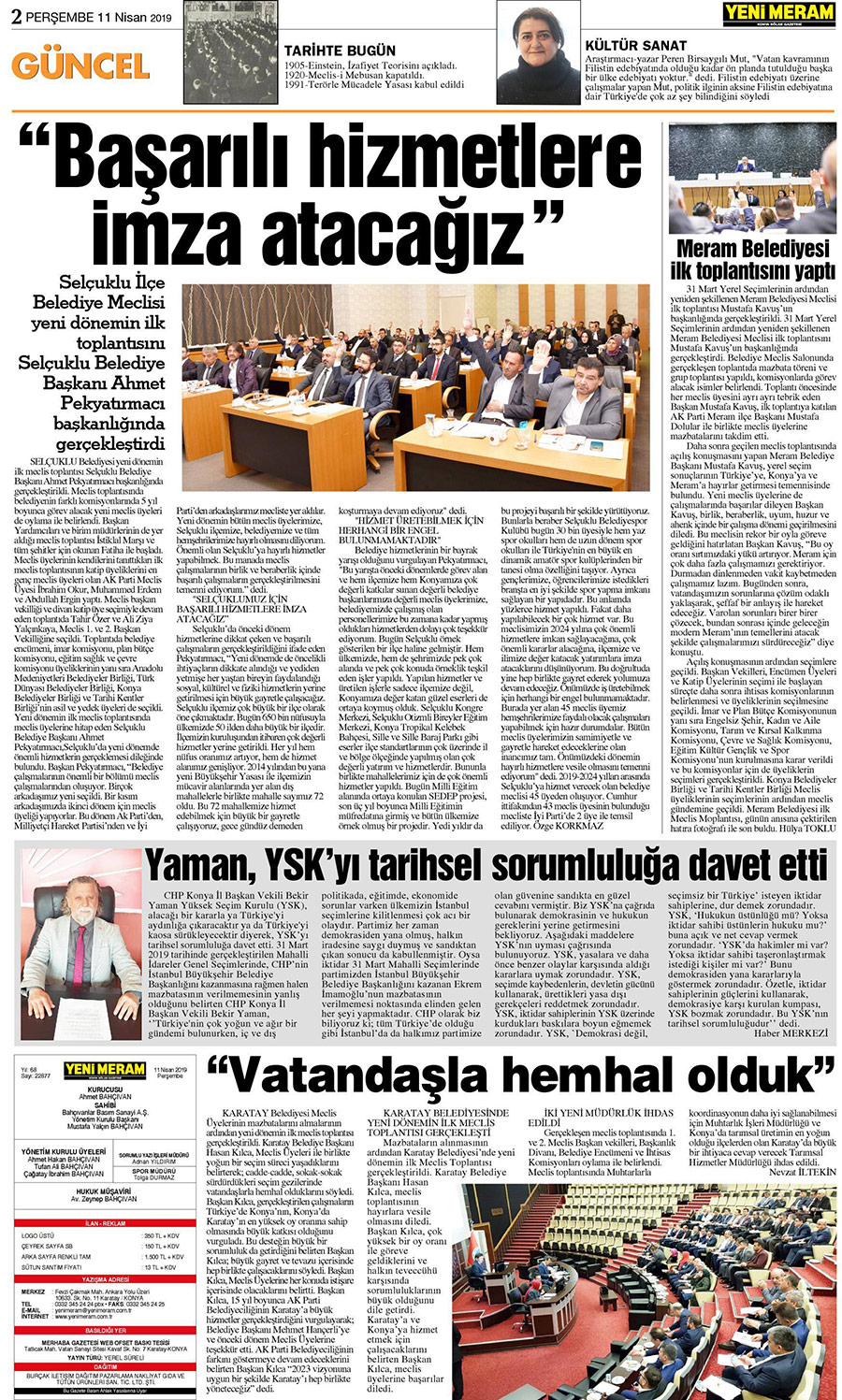 11 Nisan 2019 Yeni Meram Gazetesi