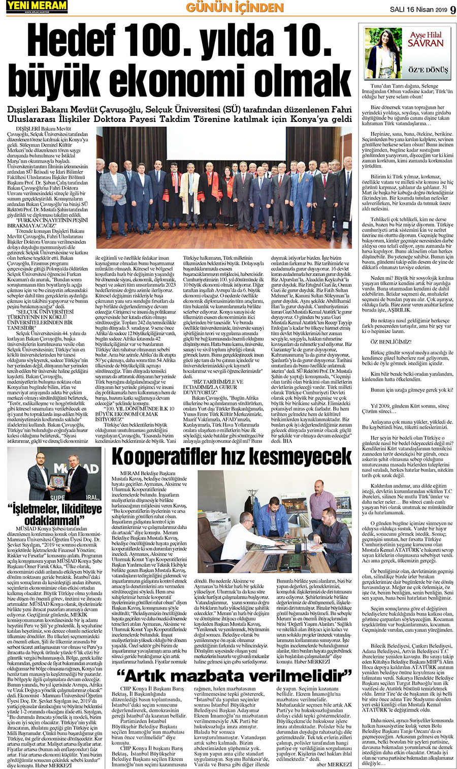 16 Nisan 2019 Yeni Meram Gazetesi