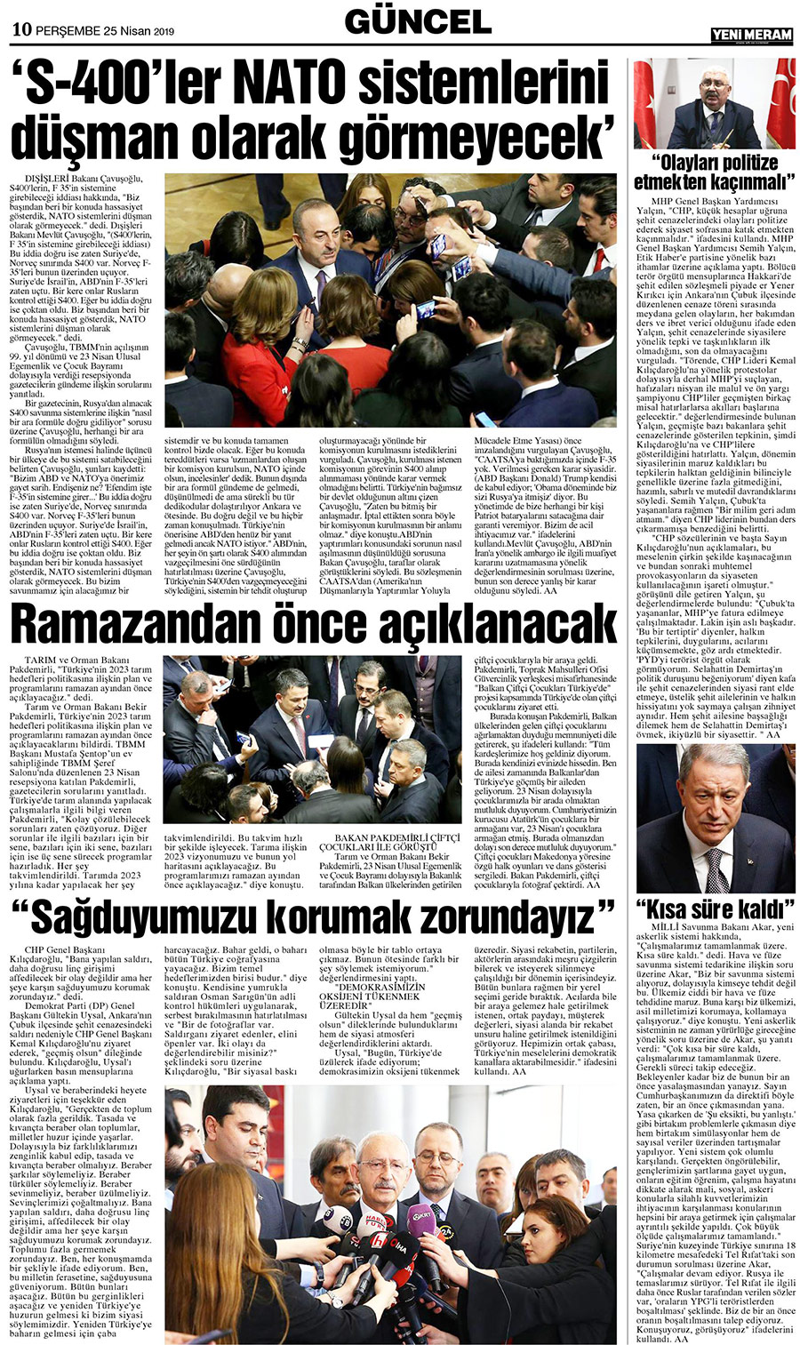 25 Nisan 2019 Yeni Meram Gazetesi