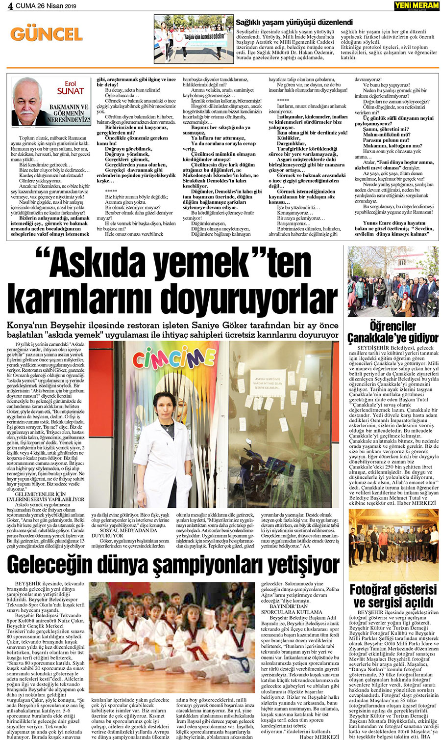 26 Nisan 2019 Yeni Meram Gazetesi