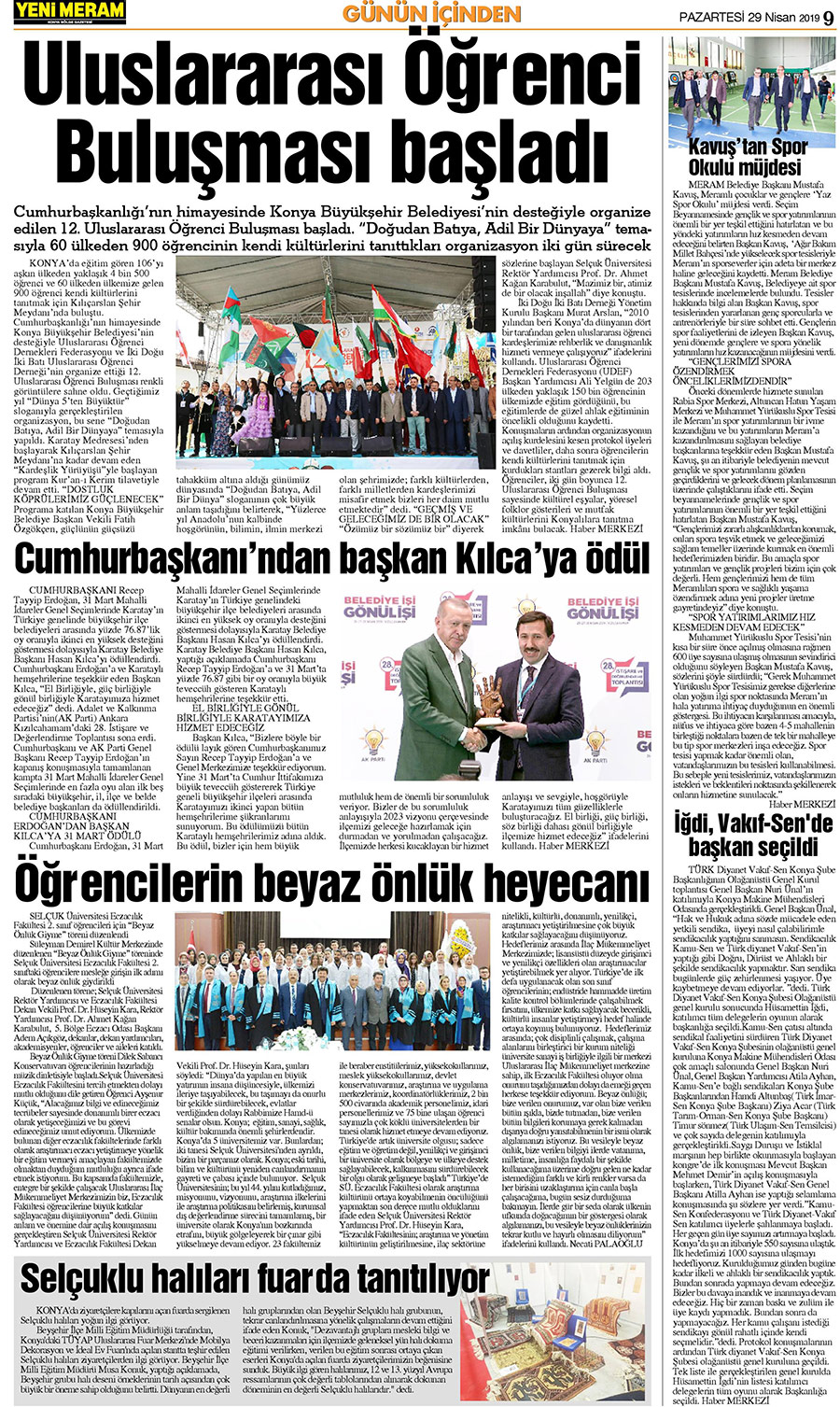 29 Nisan 2019 Yeni Meram Gazetesi