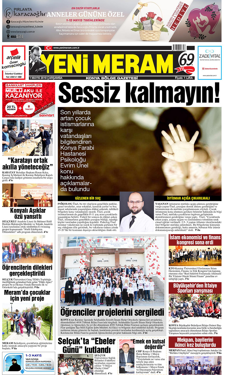 1 Mayıs 2019 Yeni Meram Gazetesi