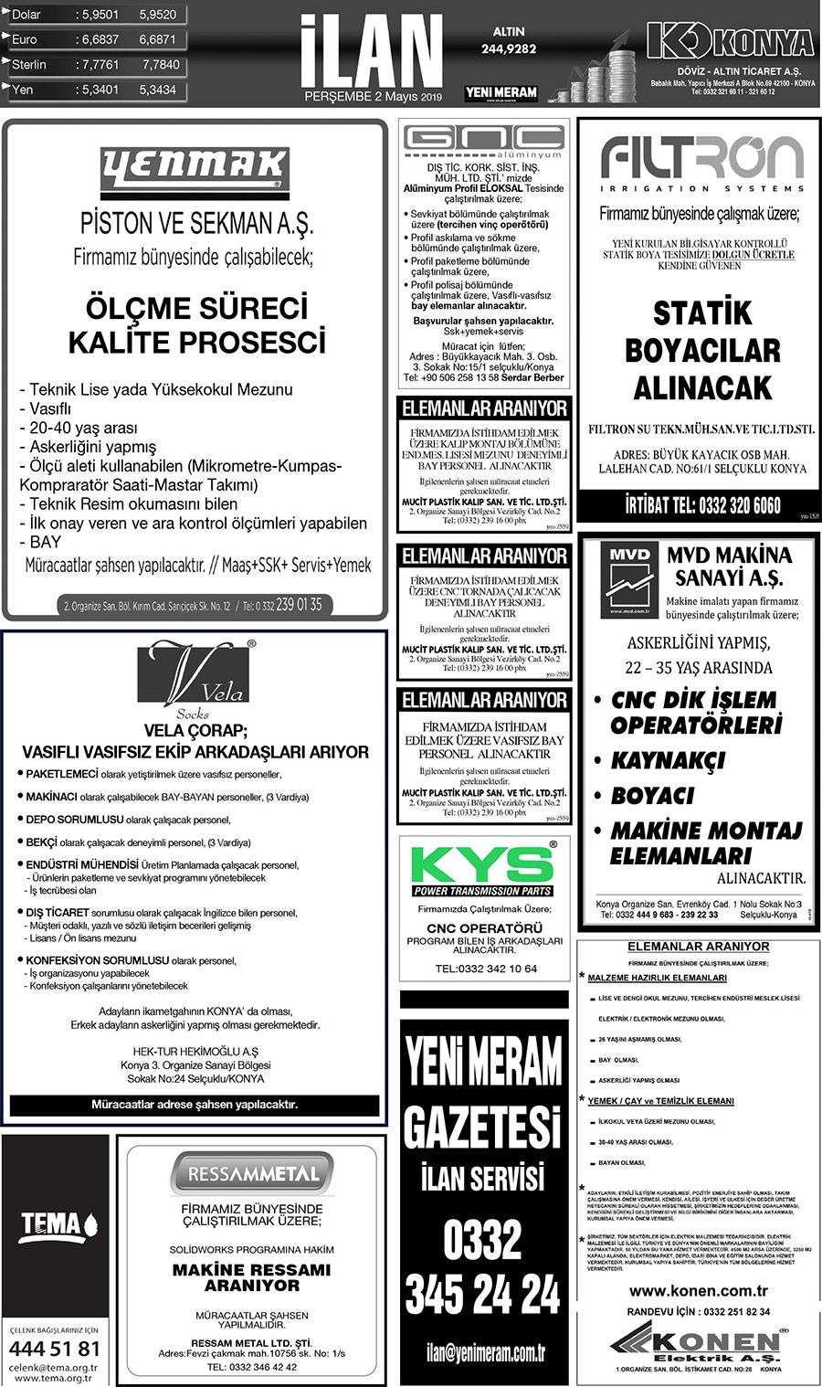 2 Mayıs 2019 Yeni Meram Gazetesi