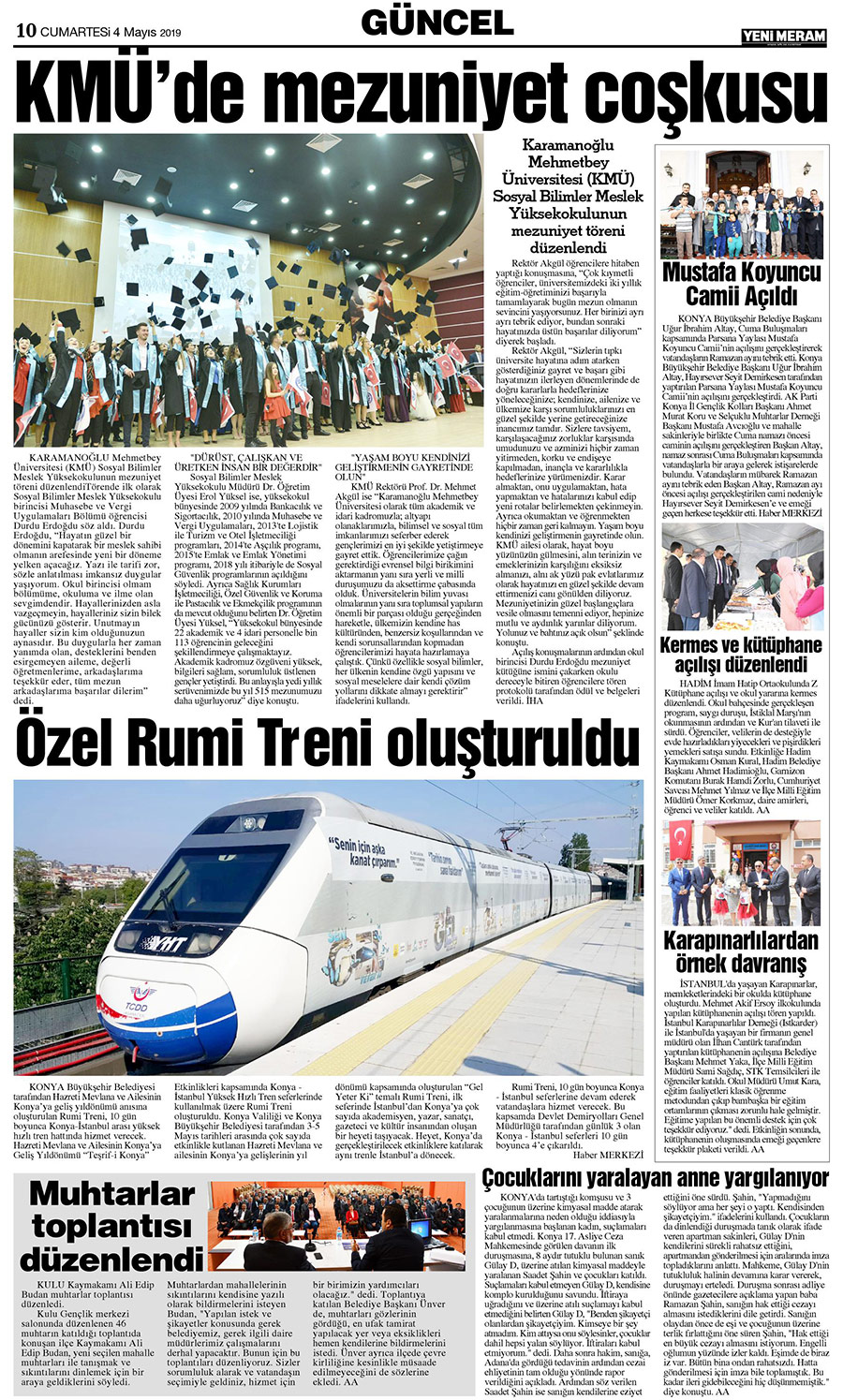 4 Mayıs 2019 Yeni Meram Gazetesi