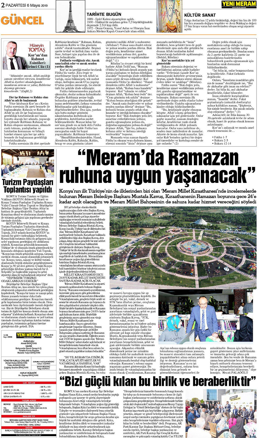 6 Mayıs 2019 Yeni Meram Gazetesi