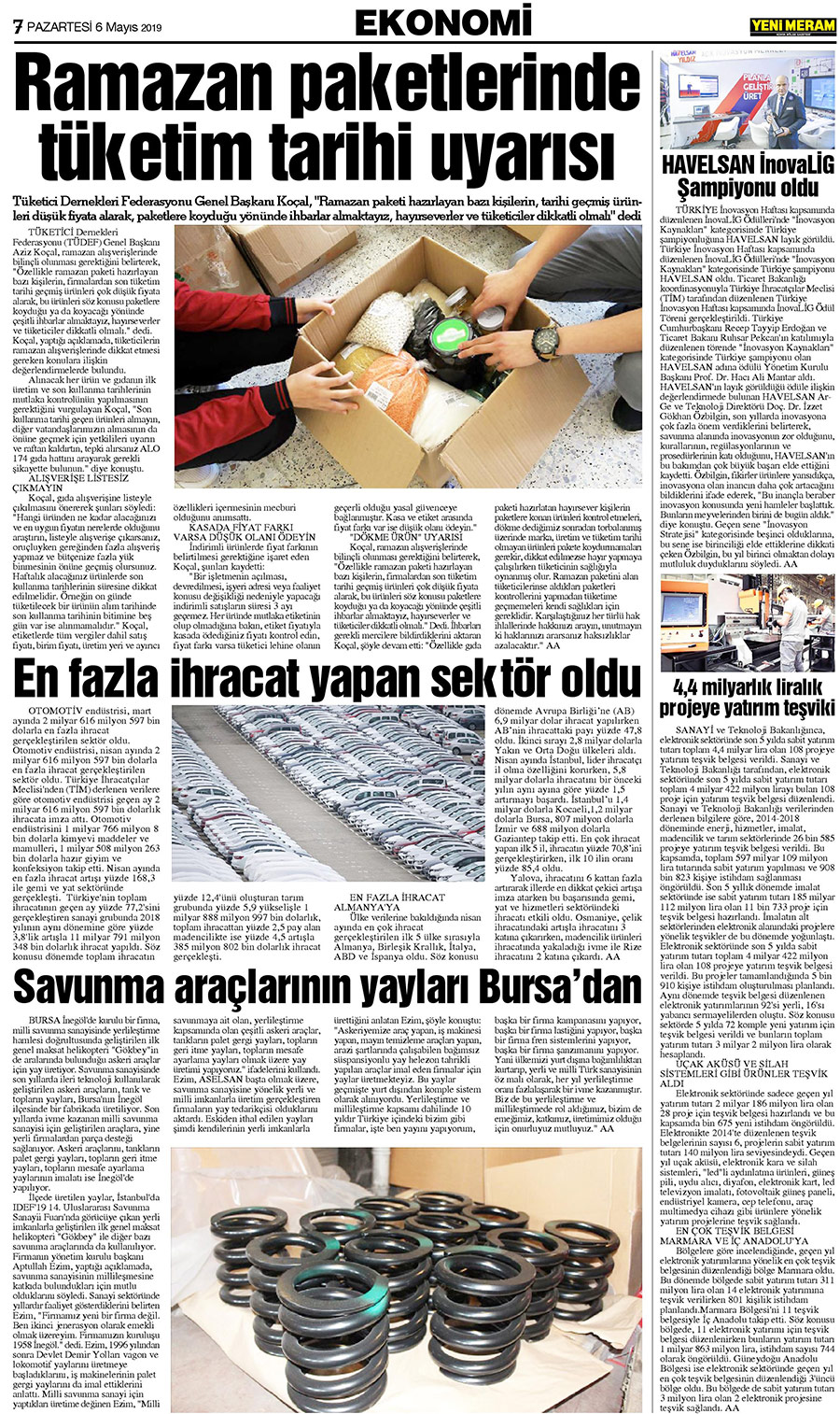 6 Mayıs 2019 Yeni Meram Gazetesi
