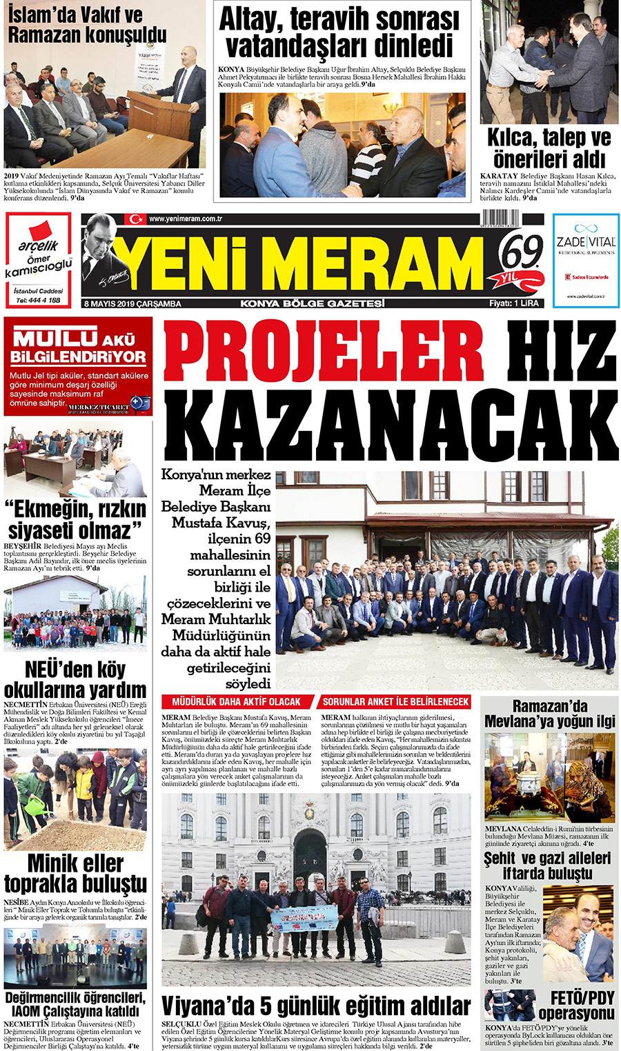 8 Mayıs 2019 Yeni Meram Gazetesi