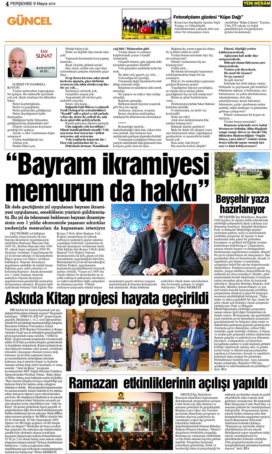 9 Mayıs 2019 Yeni Meram Gazetesi