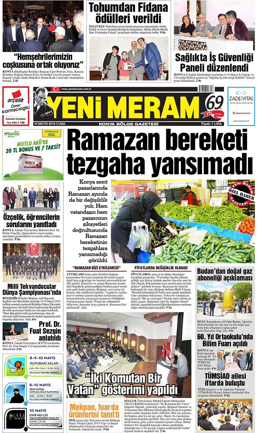 10 Mayıs 2019 Yeni Meram Gazetesi