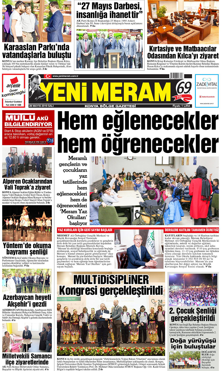 28 Mayıs 2019 Yeni Meram Gazetesi