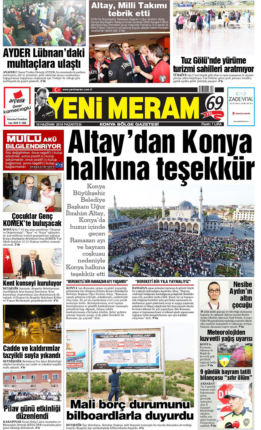 10 Haziran 2019 Yeni Meram Gazetesi