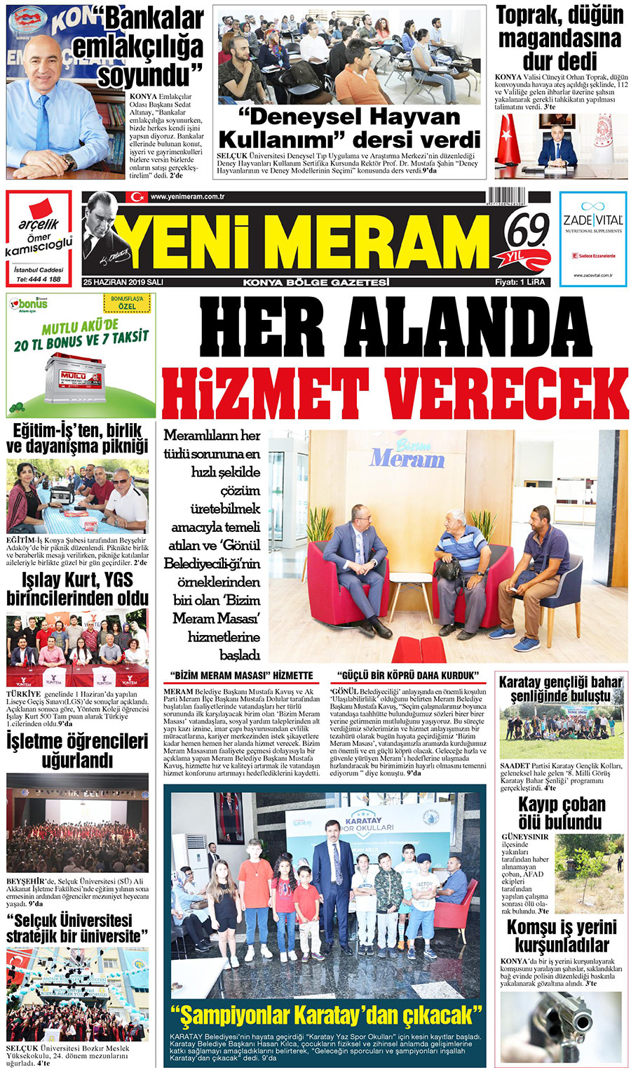 25 Haziran 2019 Yeni Meram Gazetesi