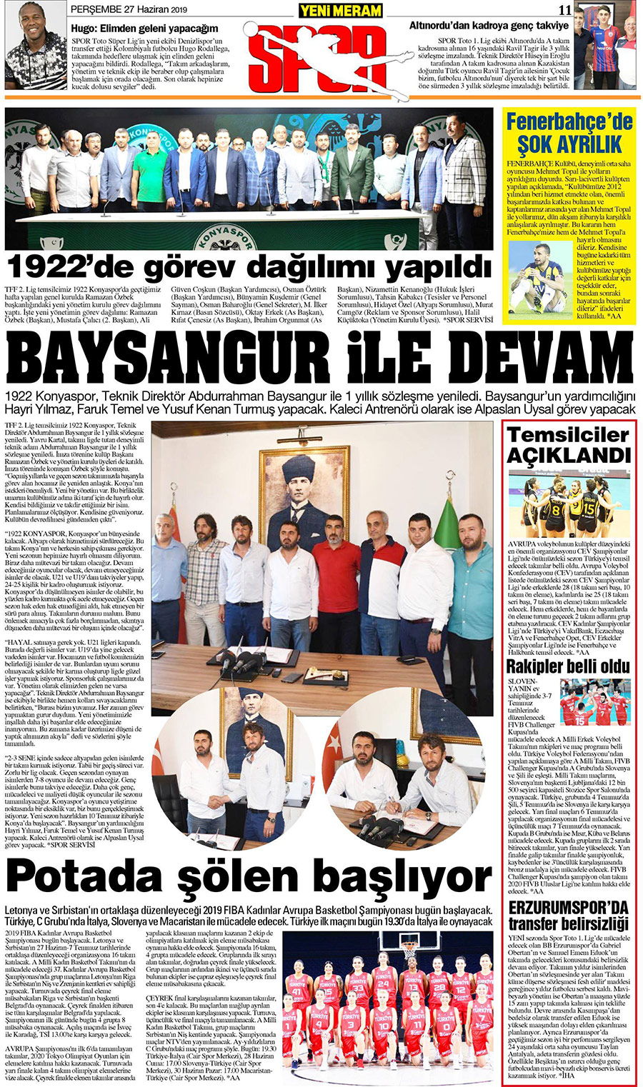 27 Haziran 2019 Yeni Meram Gazetesi