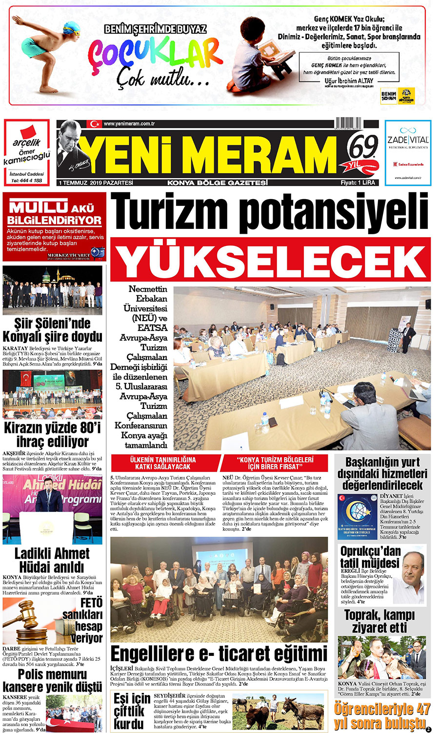 1 Temmuz 2019 Yeni Meram Gazetesi