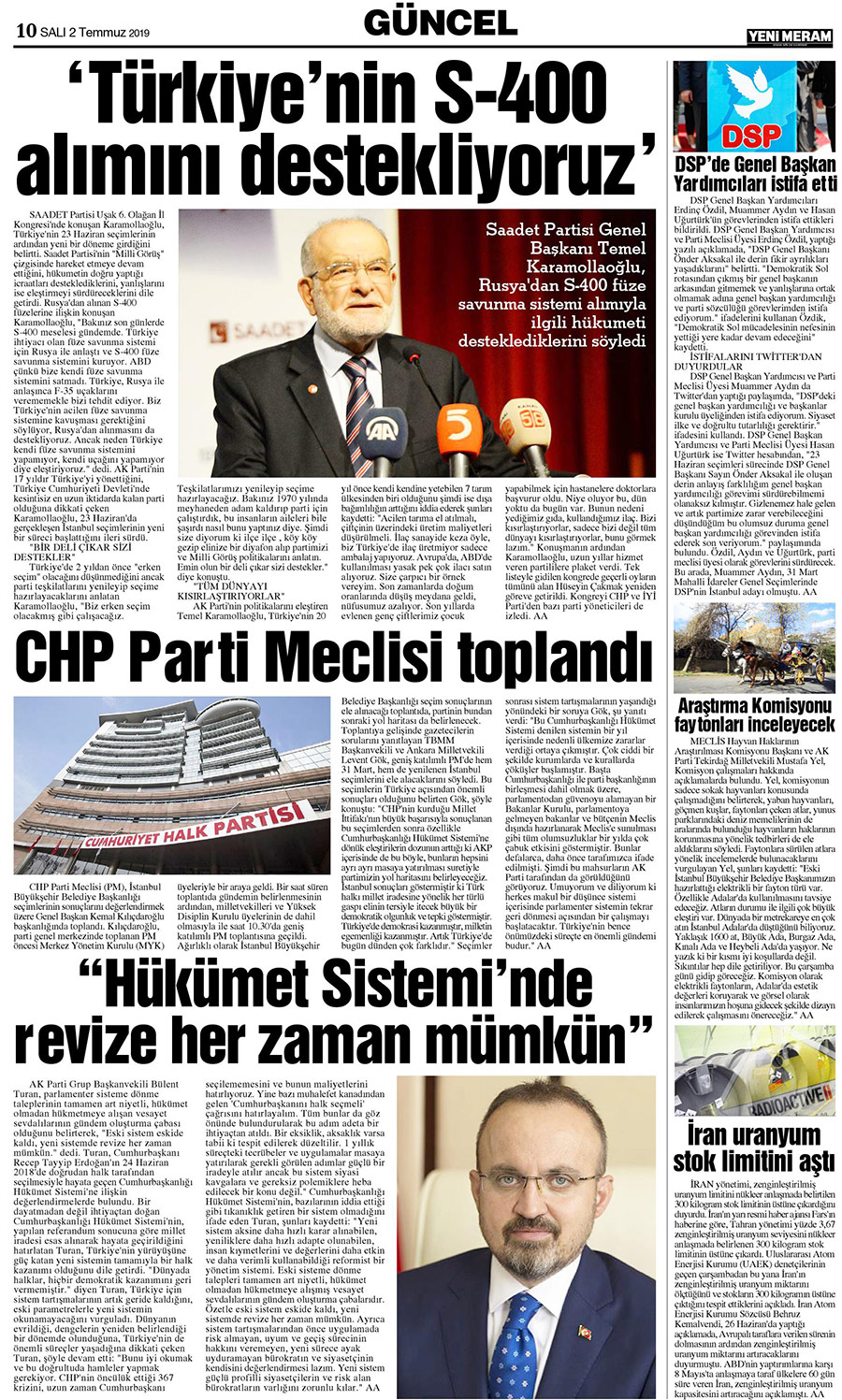 2 Temmuz 2019 Yeni Meram Gazetesi