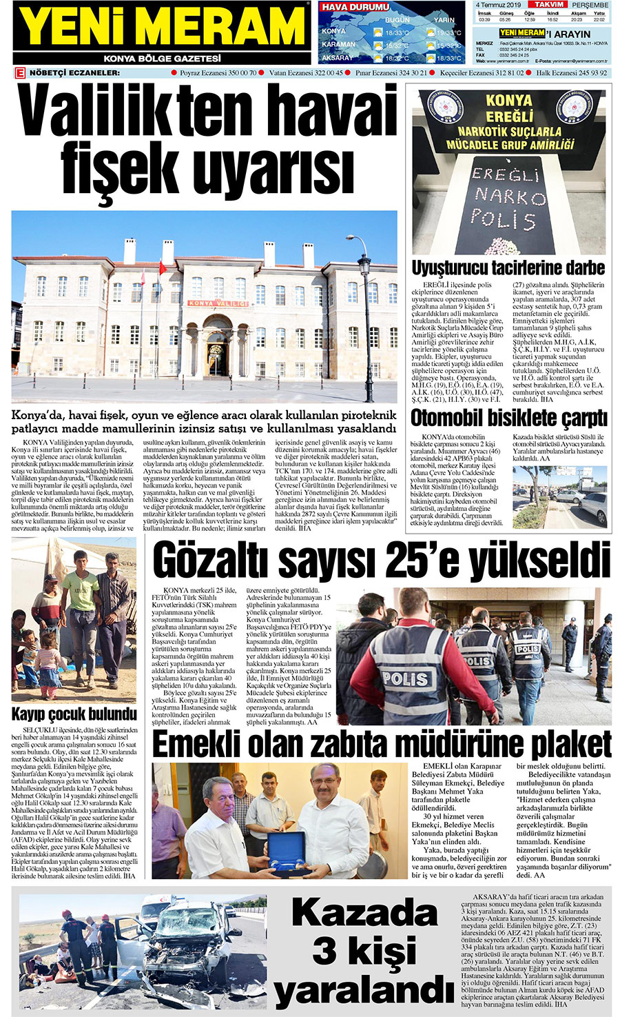 4 Temmuz 2019 Yeni Meram Gazetesi