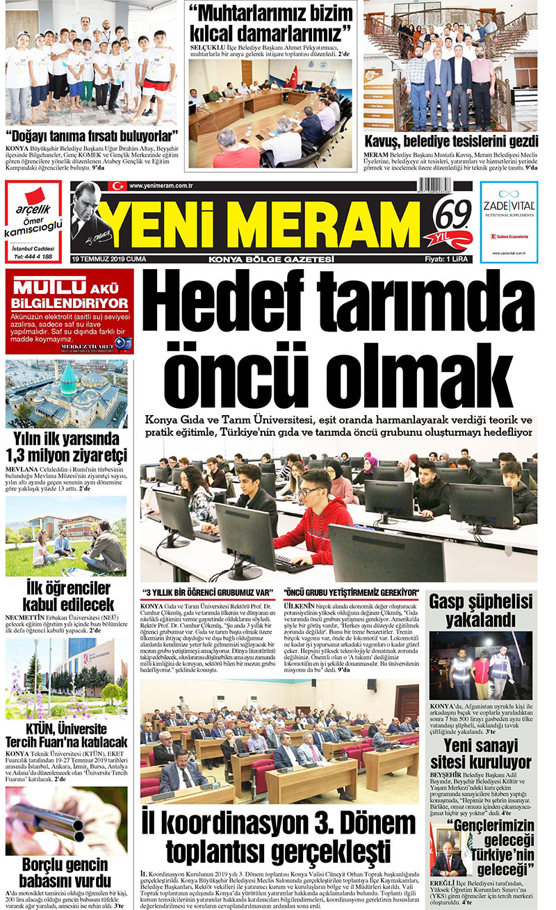 19 Temmuz 2019 Yeni Meram Gazetesi