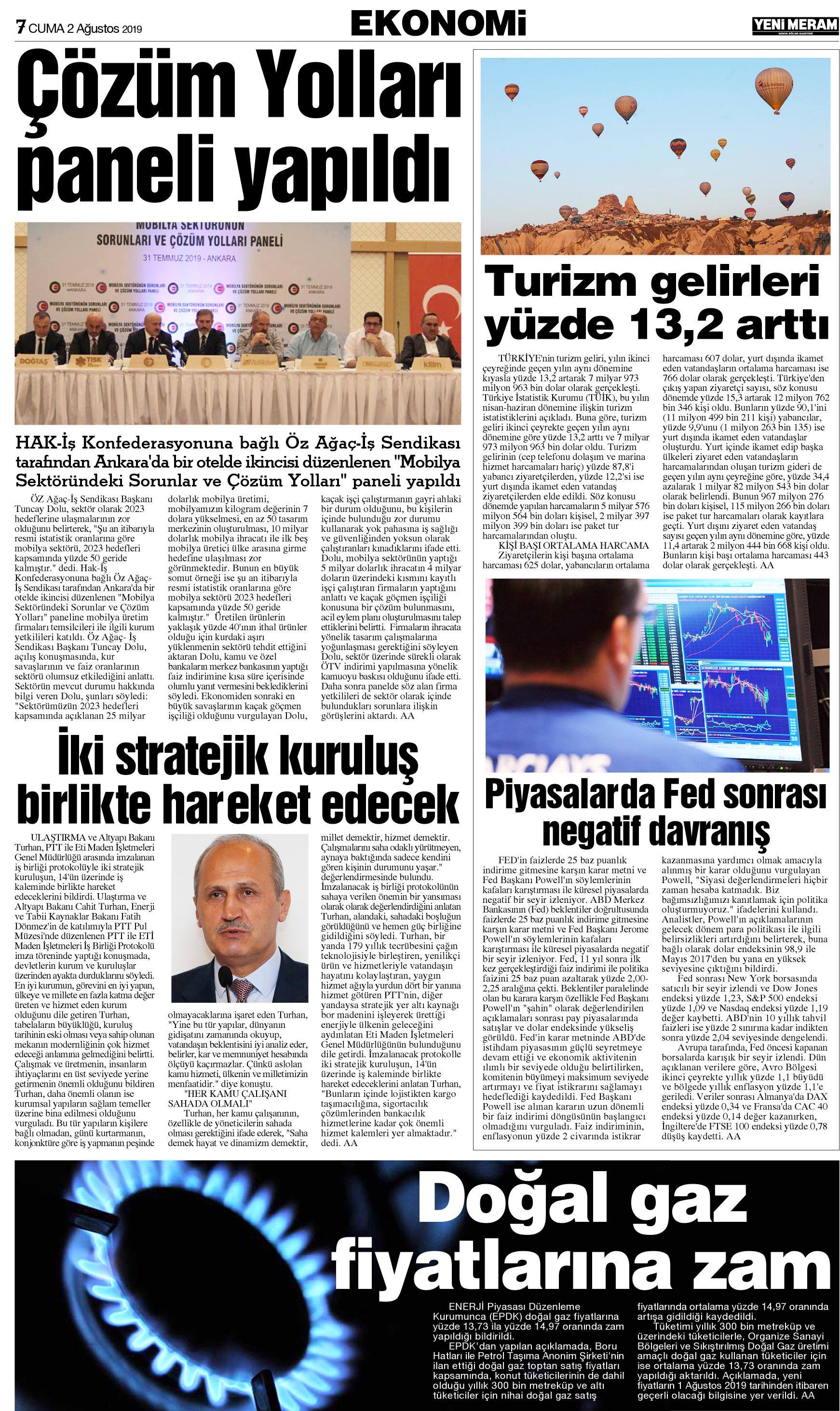 2 Ağustos 2019 Yeni Meram Gazetesi