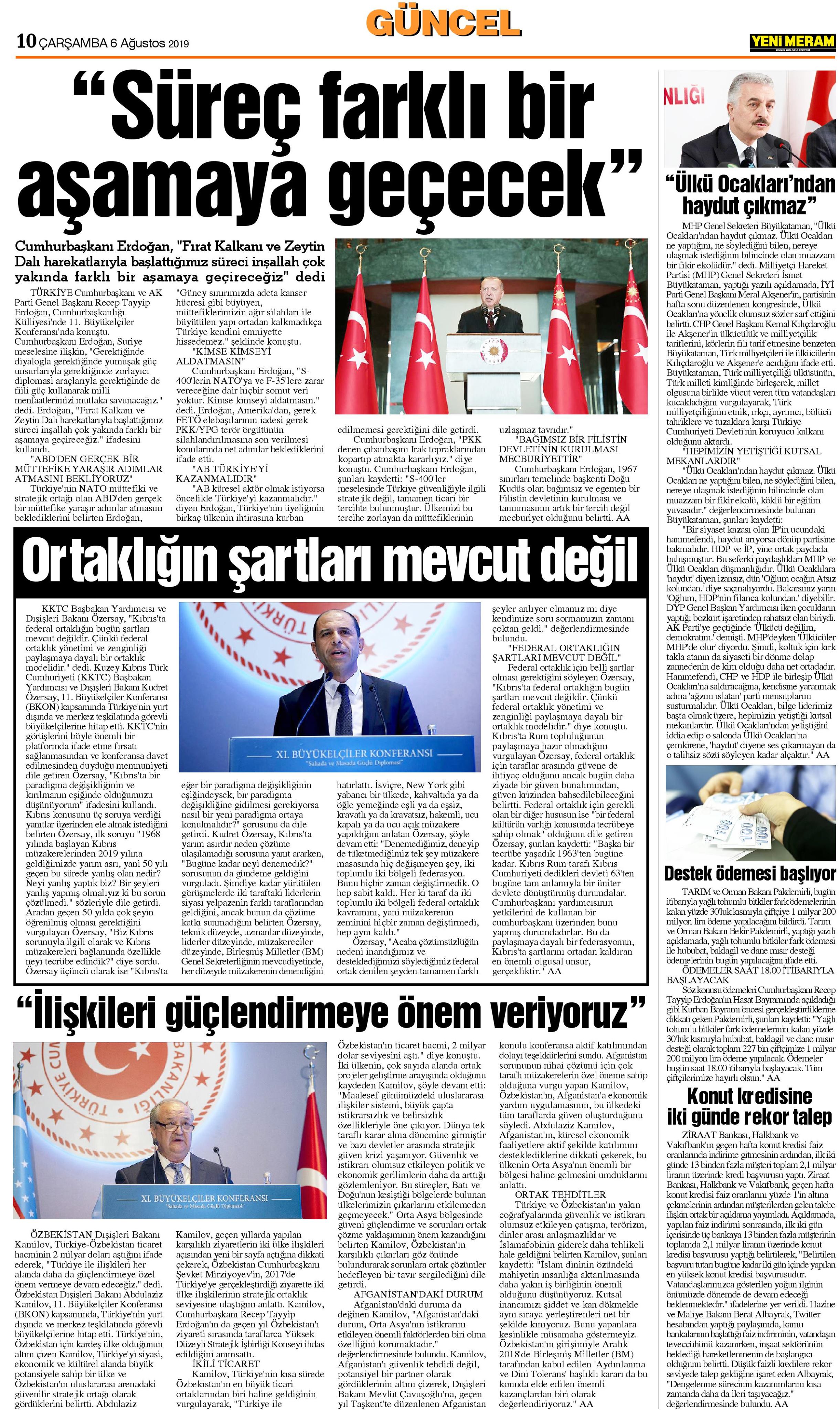 7 Ağustos 2019 Yeni Meram Gazetesi