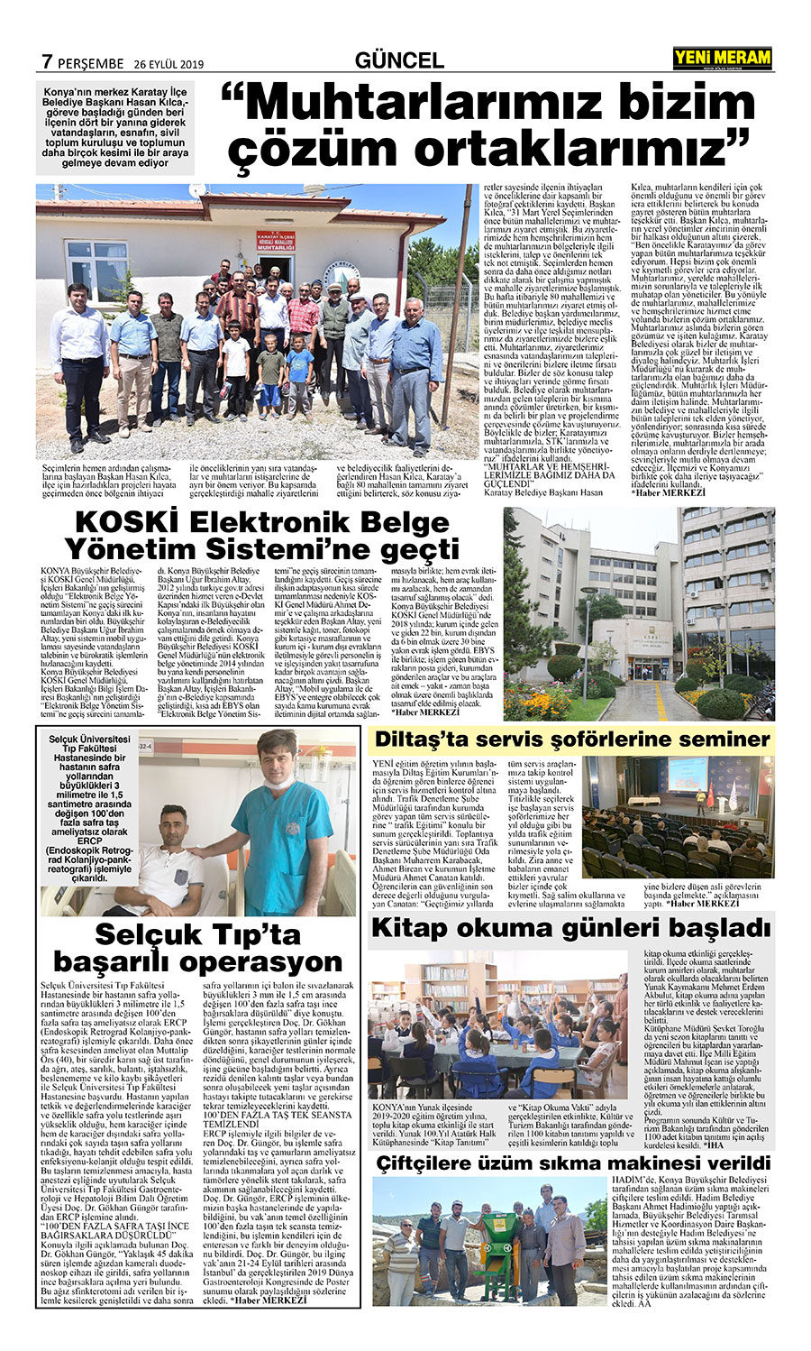 26 Eylül 2019 Yeni Meram Gazetesi