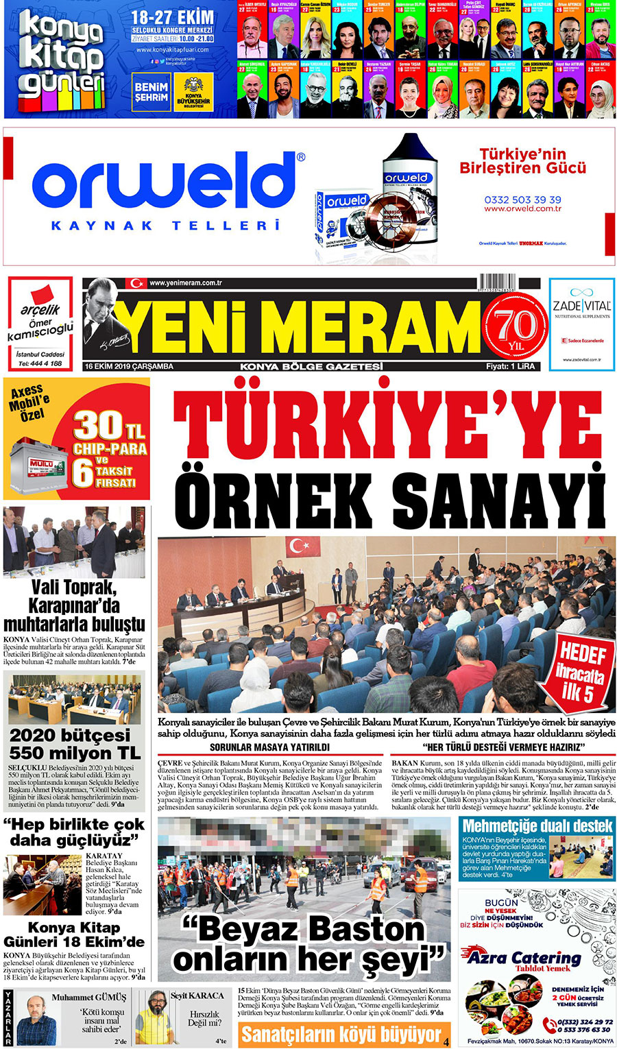16 Ekim 2019 Yeni Meram Gazetesi