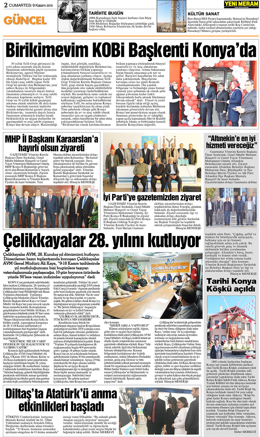 9 Kasım 2019 Yeni Meram Gazetesi