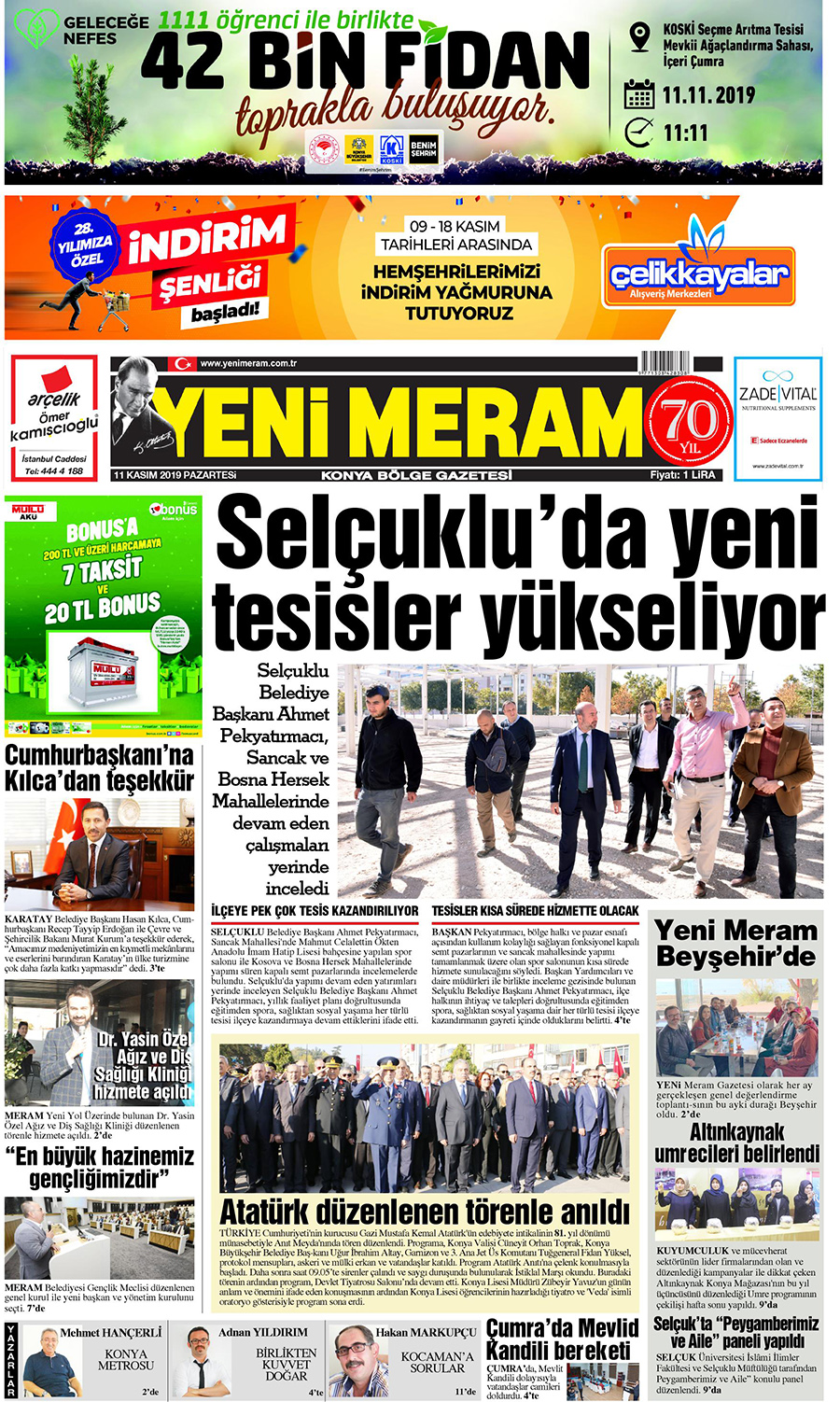 11 Kasım 2019 Yeni Meram Gazetesi