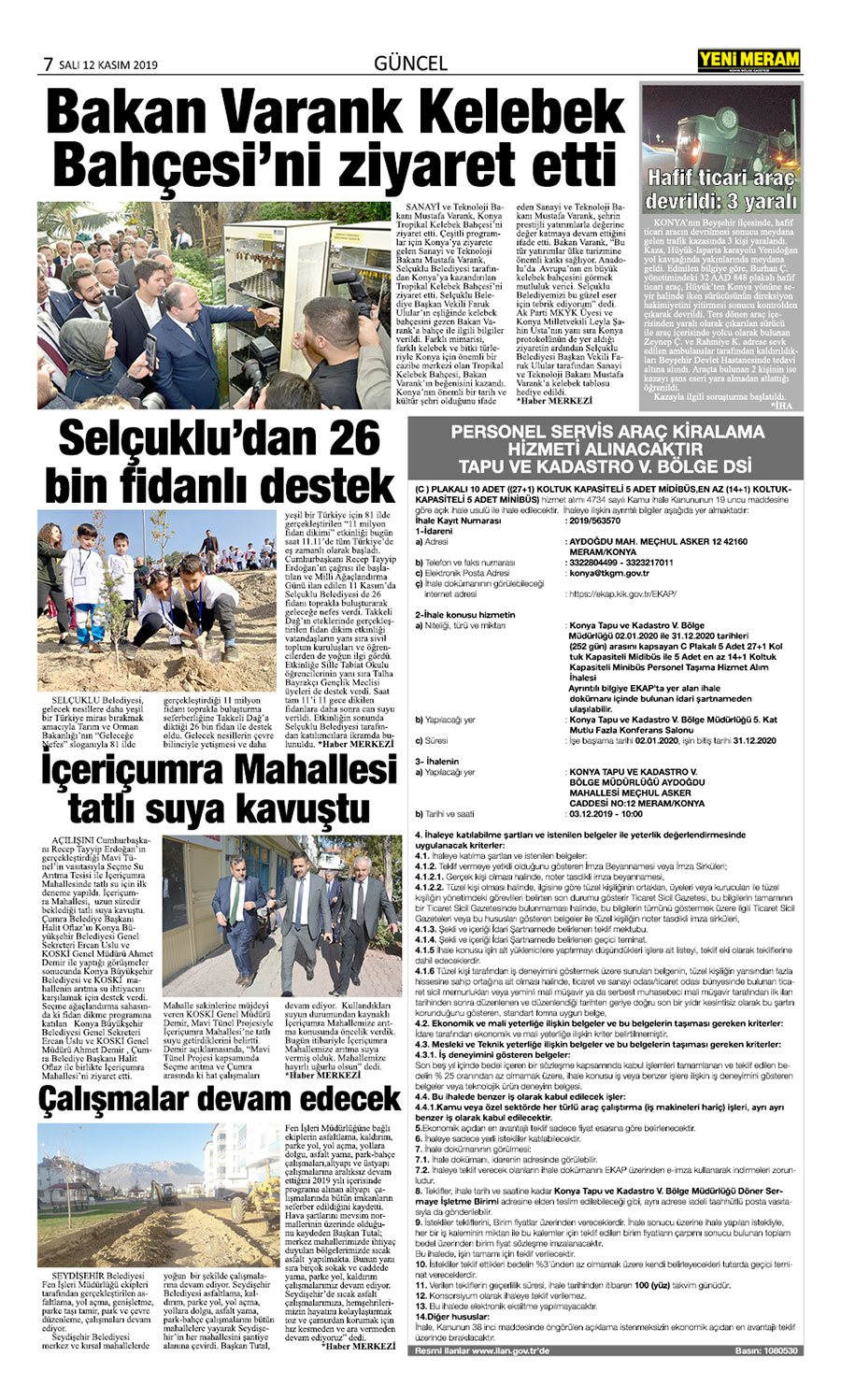 12 Kasım 2019 Yeni Meram Gazetesi