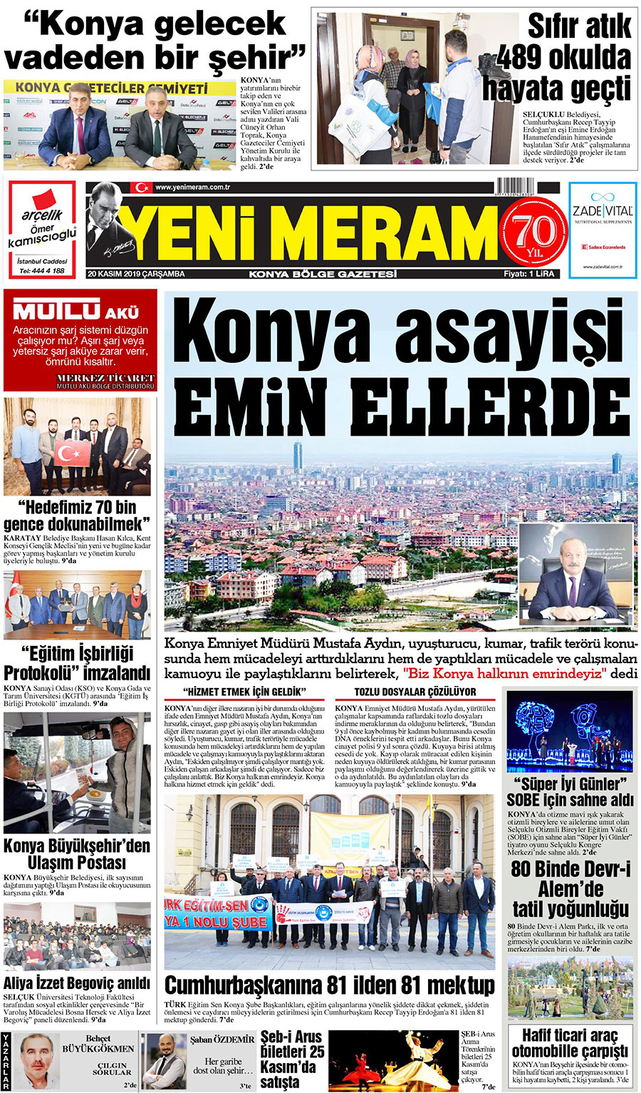 20 Kasım 2019 Yeni Meram Gazetesi