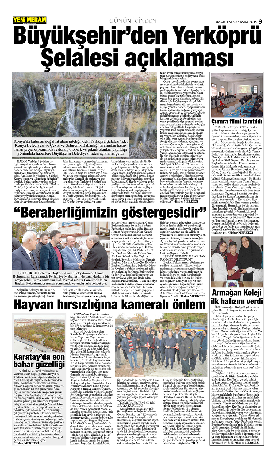 30 Kasım 2019 Yeni Meram Gazetesi