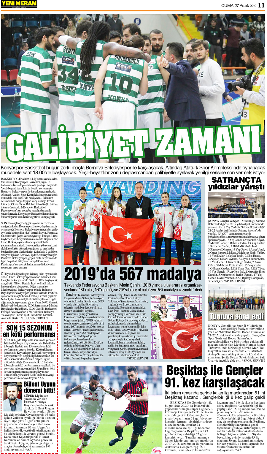 27 Aralık 2019 Yeni Meram Gazetesi