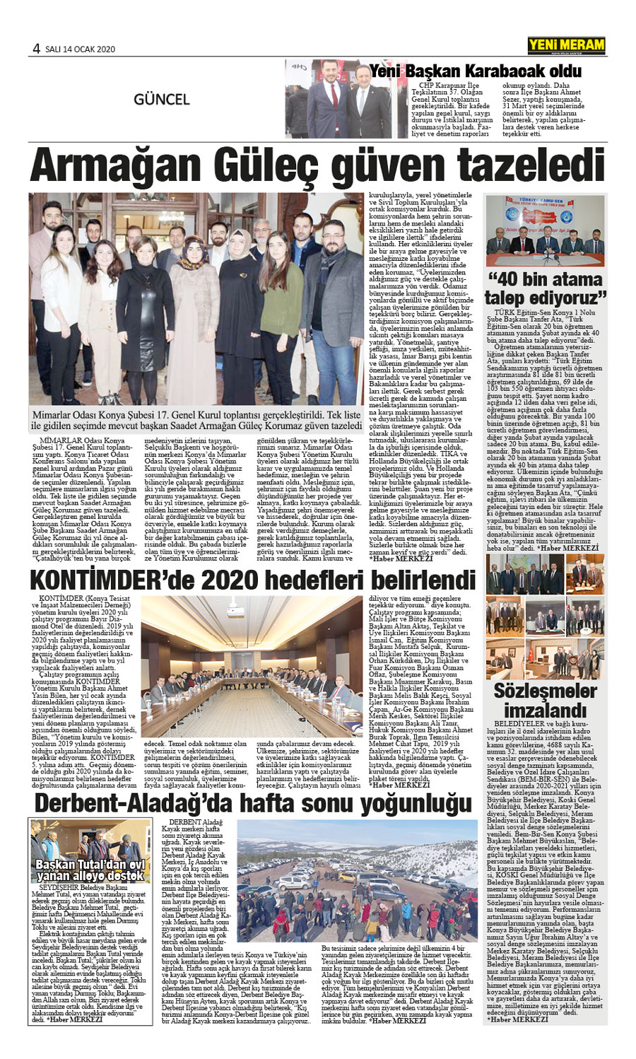 14 Ocak 2020 Yeni Meram Gazetesi