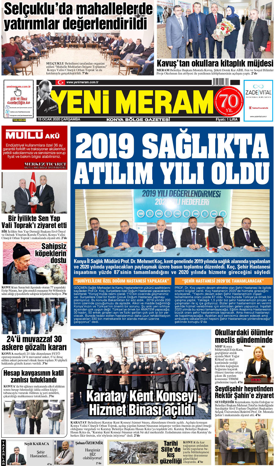 15 Ocak 2020 Yeni Meram Gazetesi
