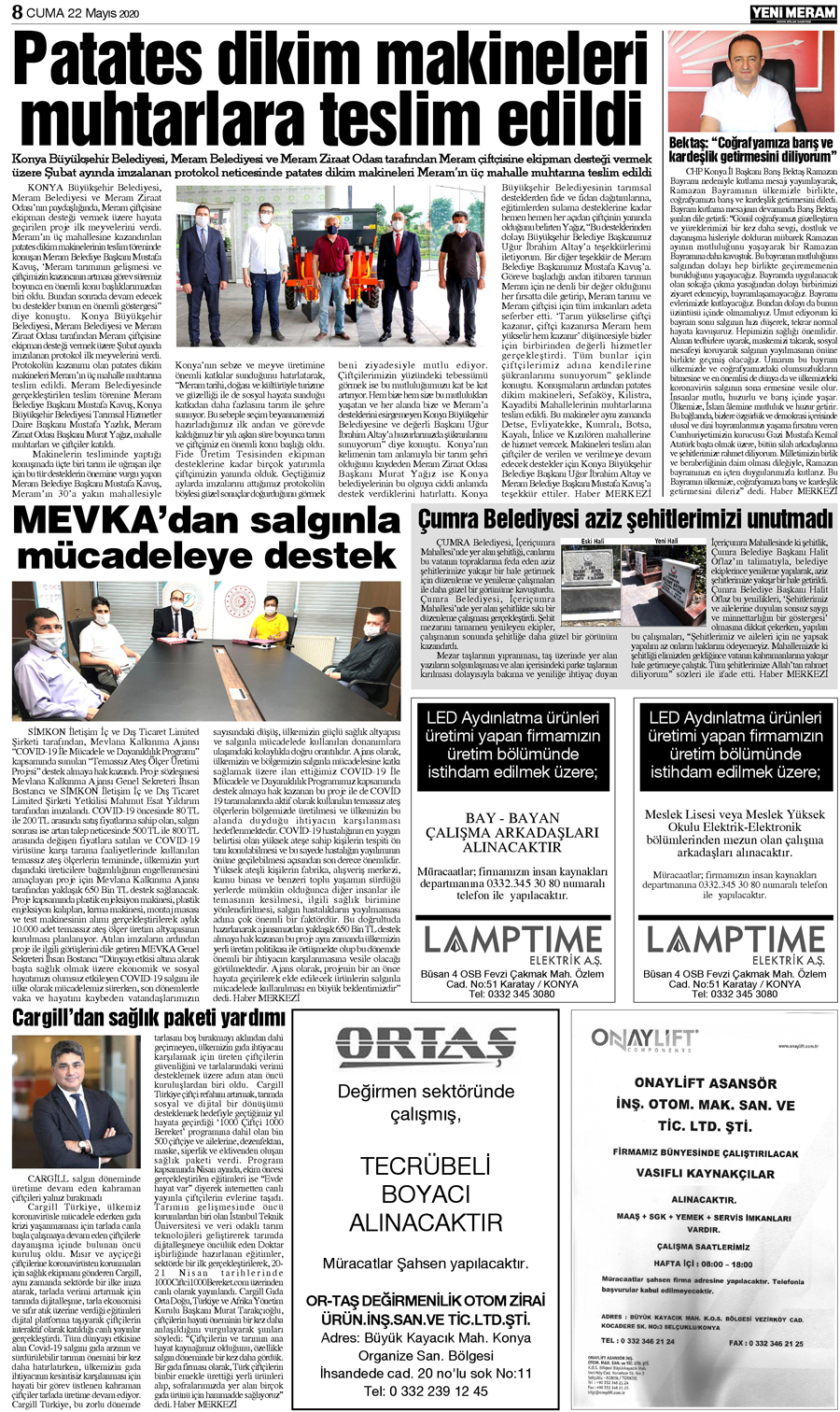 22 Mayıs 2020 Yeni Meram Gazetesi