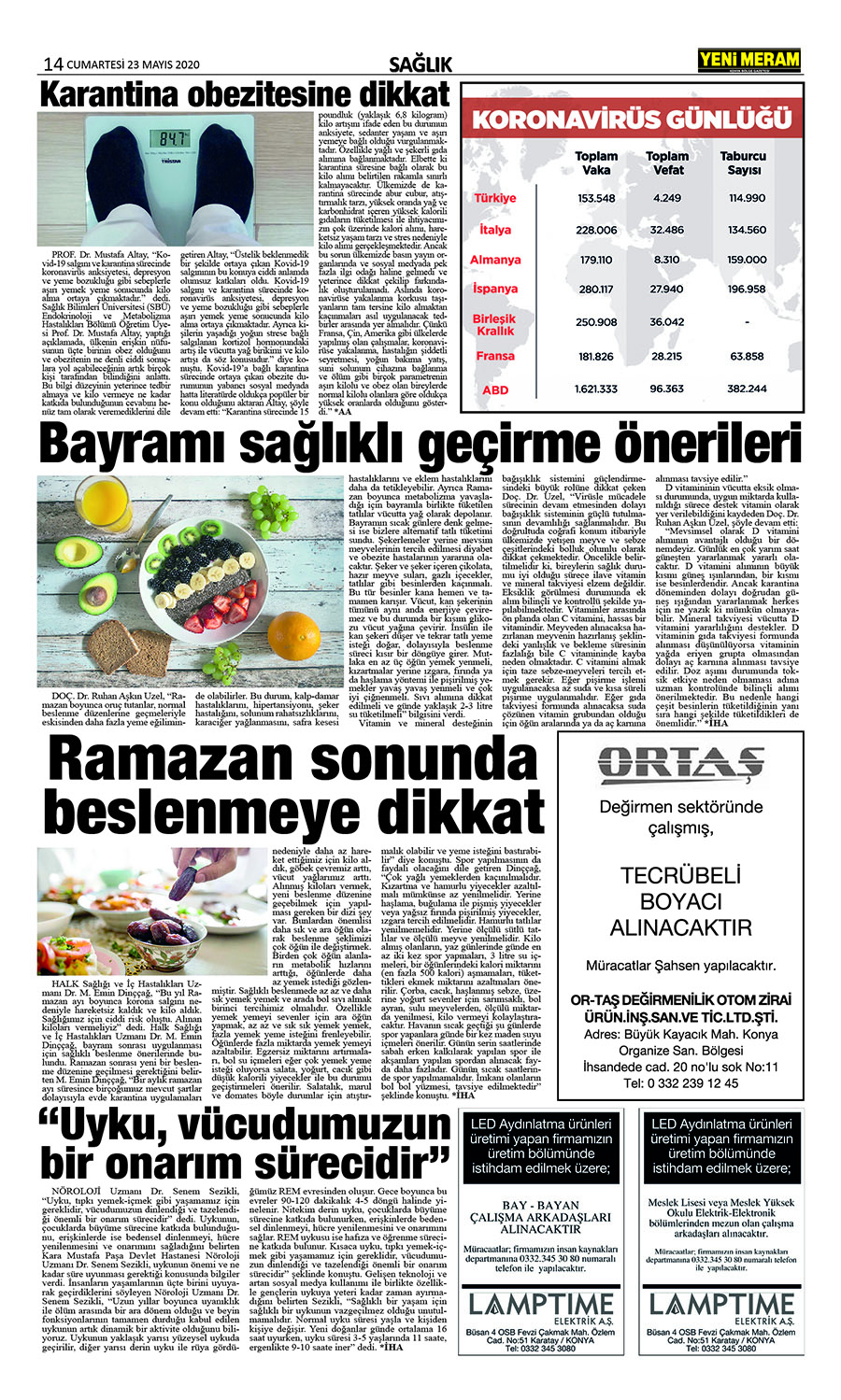 23 Mayıs 2020 Yeni Meram Gazetesi
