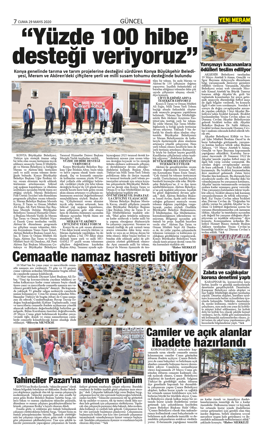 29 Mayıs 2020 Yeni Meram Gazetesi