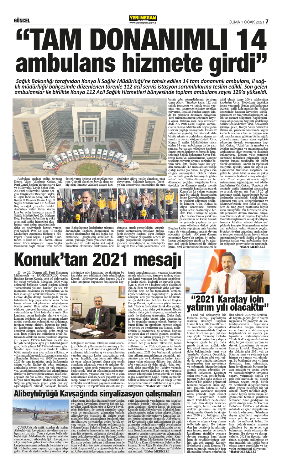 1 Ocak 2021 Yeni Meram Gazetesi