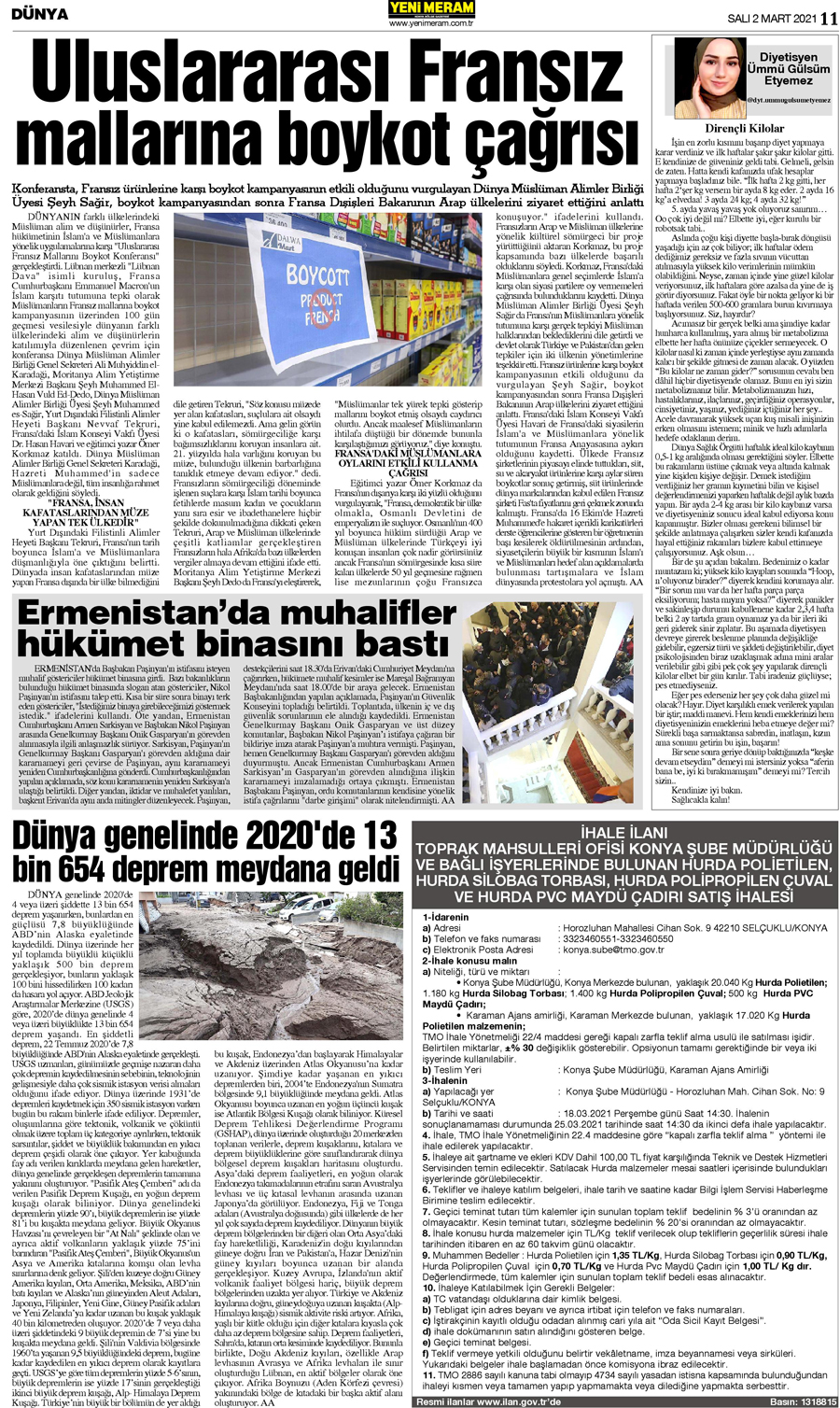2 Mart 2021 Yeni Meram Gazetesi