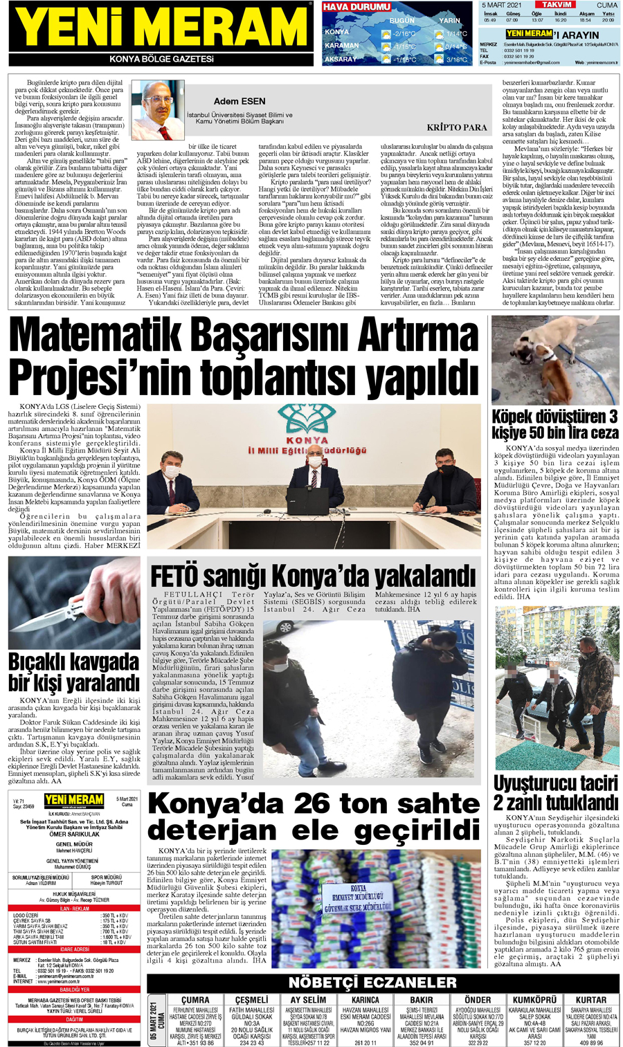 5 Mart 2021 Yeni Meram Gazetesi