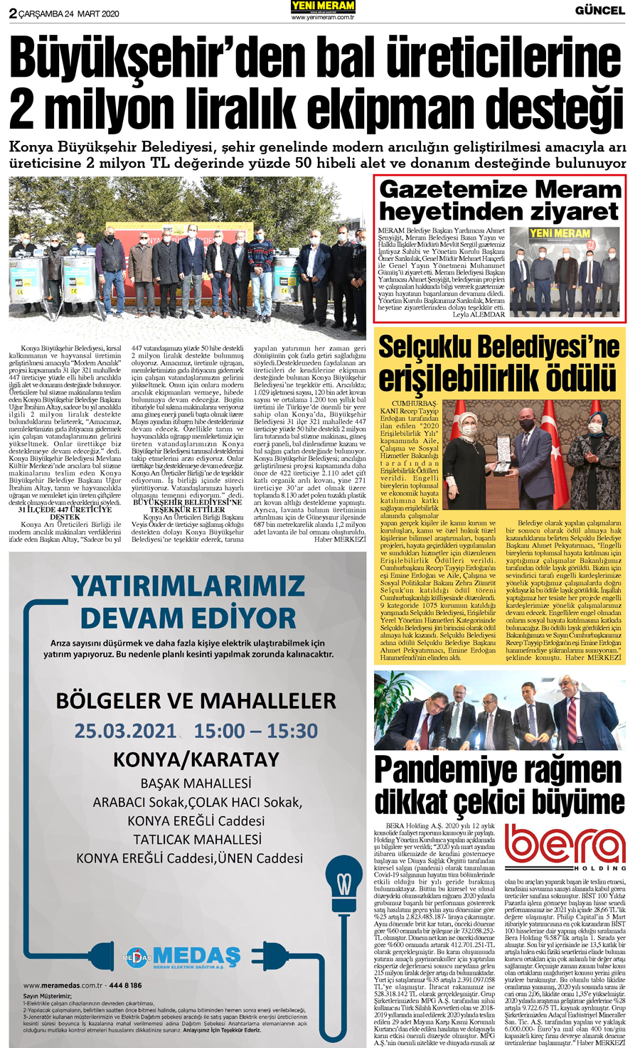 24 Mart 2021 Yeni Meram Gazetesi