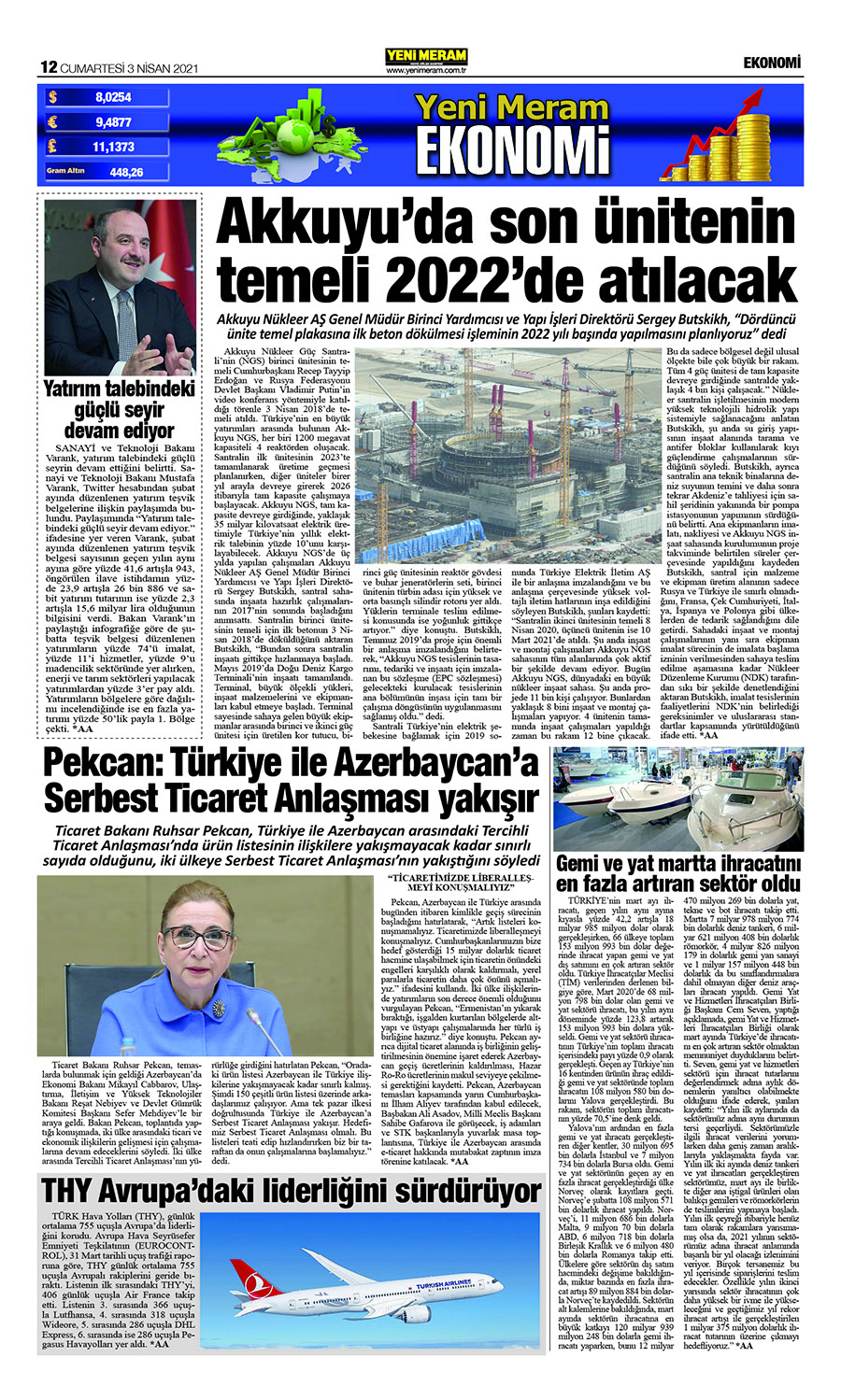 3 Nisan 2021 Yeni Meram Gazetesi