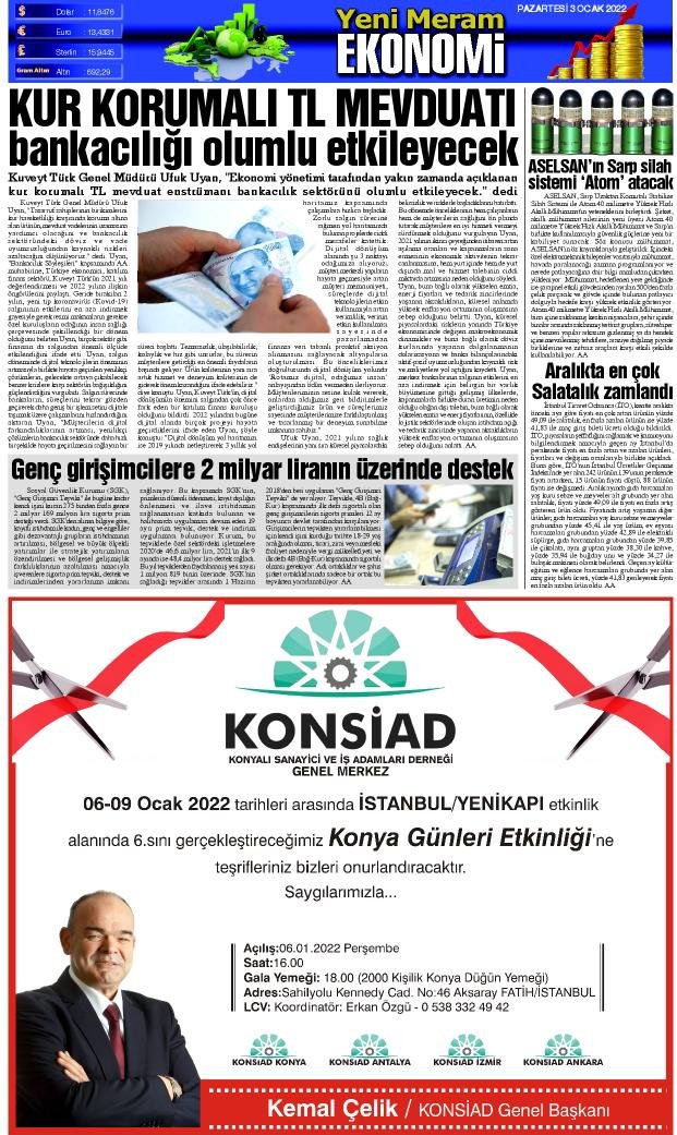 3 Ocak 2022 Yeni Meram Gazetesi
