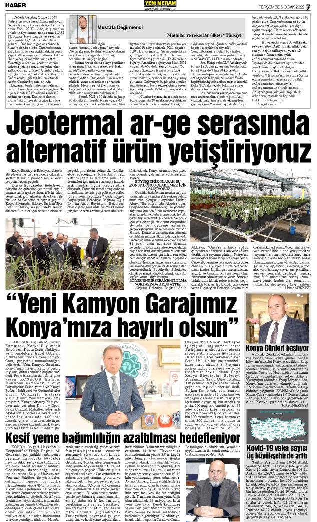 6 Ocak 2022 Yeni Meram Gazetesi
