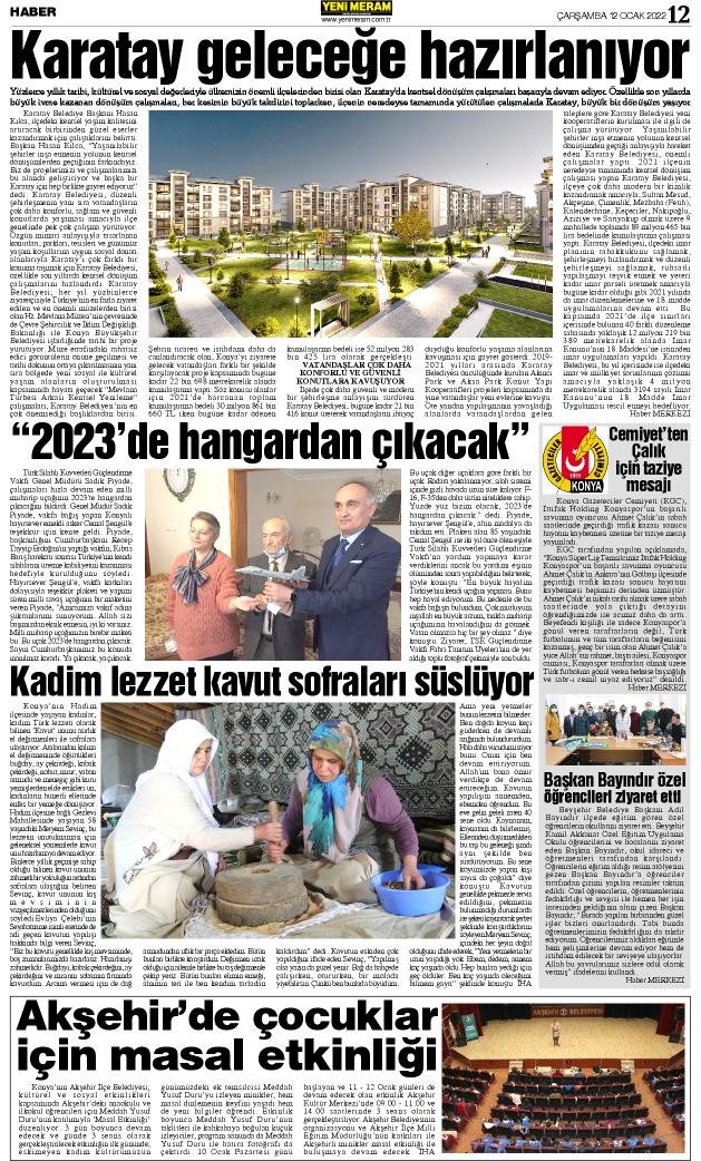 12 Ocak 2022 Yeni Meram Gazetesi
