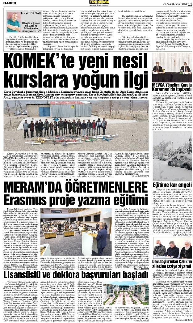 14 Ocak 2022 Yeni Meram Gazetesi
