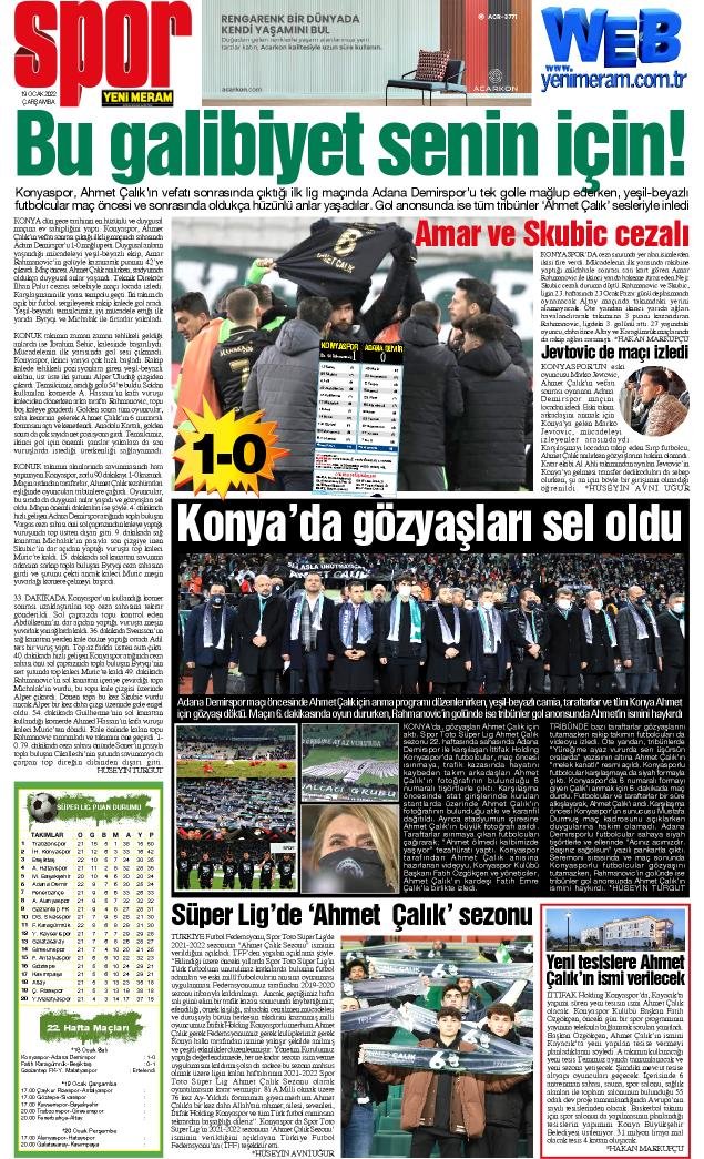 19 Ocak 2022 Yeni Meram Gazetesi
