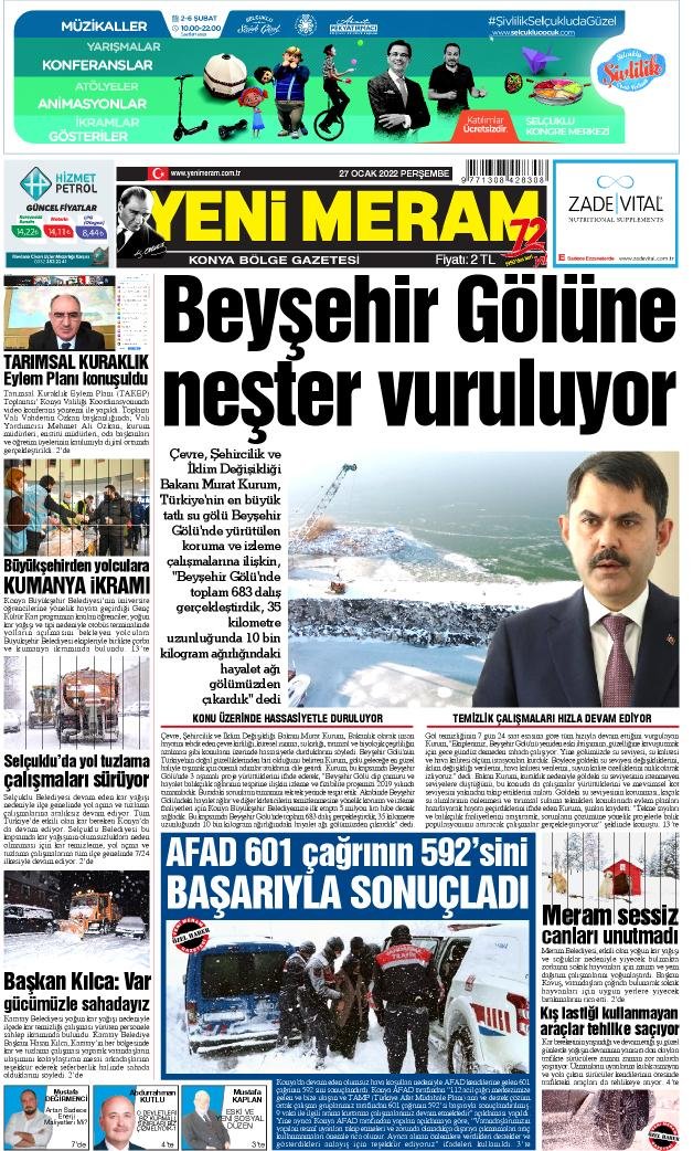 27 Ocak 2022 Yeni Meram Gazetesi

