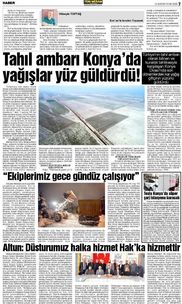 28 Ocak 2022 Yeni Meram Gazetesi